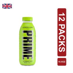 Prime Hydration Lemon Lime UK 12 x (16.9oz/500ml) EU Compliance