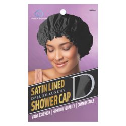 DREAM W-SHOWER CAP DELUXE BLACK 12/pk