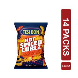 Tesi Bon Hot Spiced Cheese Curlz 14 x (3.53oz/100g)